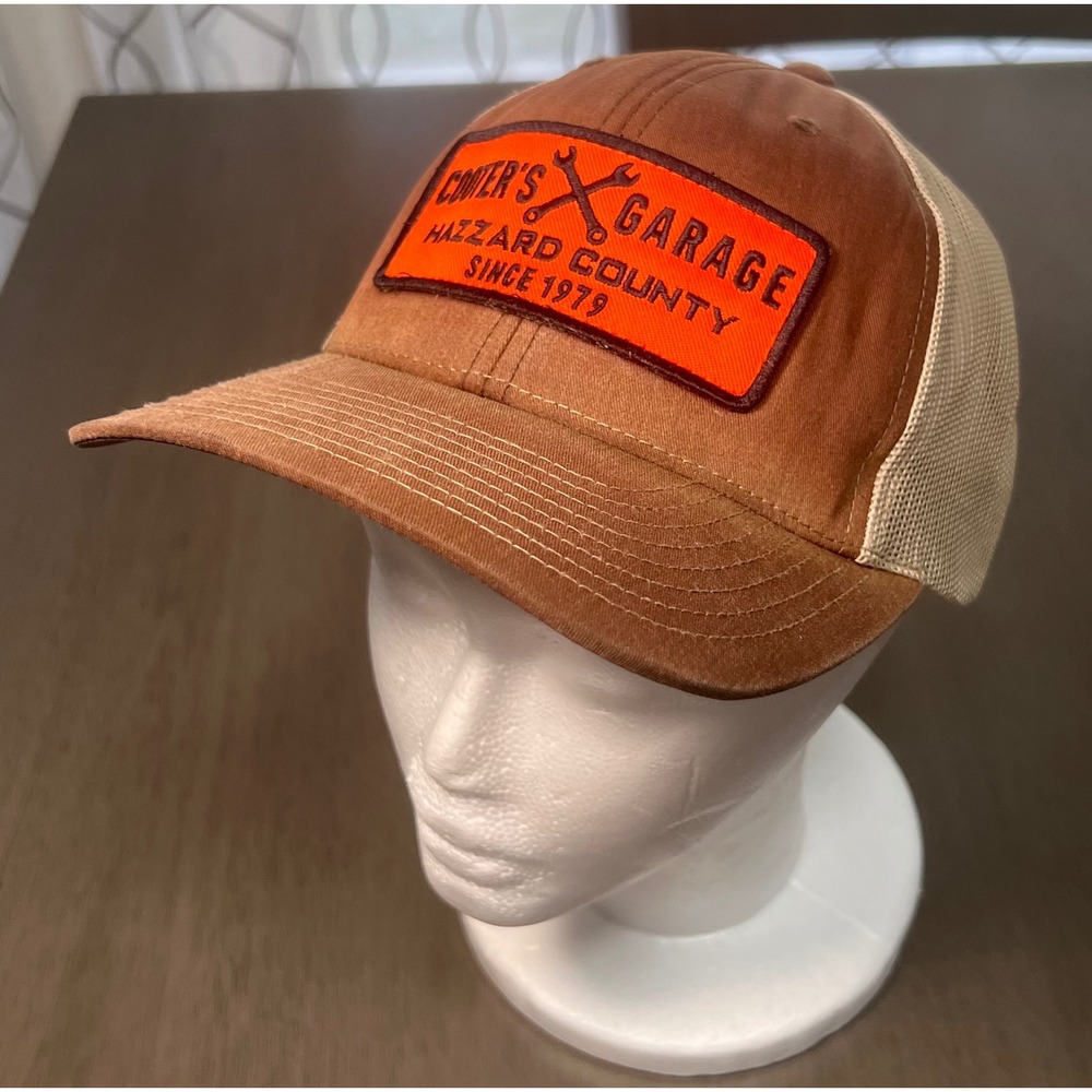 Richardson 112 Cooters Garage Hazzard County Trucker Hat Brown Tan Snapback Cap